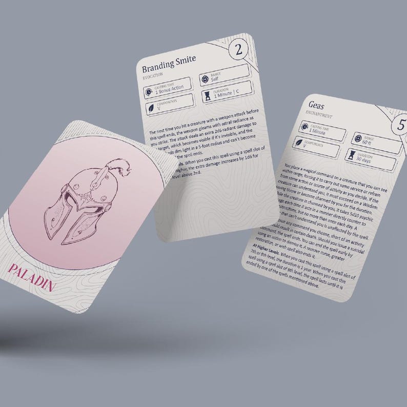 Geas Spell Paladin Spell Cards: DND 2014 Edition, All Levels (printable PDF) - Etsy
