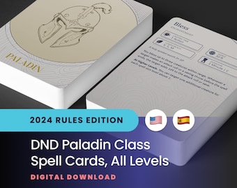 Paladin Spell Cards: DND 2024 Edition, All Levels (Printable PDF)