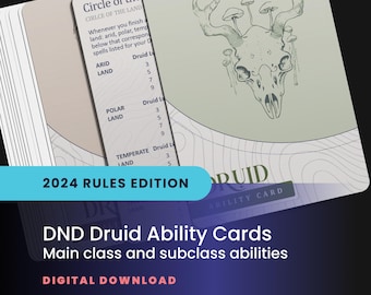 DND Druid-vaardigheidskaarten: alle klassenvaardigheden uit het handboek, inclusief subklassen (afdrukbare pdf)