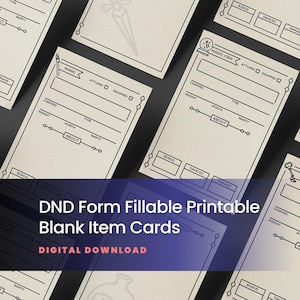 Leere DND-Artikelkarten: Ausfüllbare Rollenspielkarten (Digitaler Download)