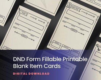 Blank DND Item Cards: Form Fillable RPG Cards (Digital Download)