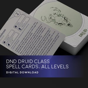 Cartas de Magia de Classe DND | Druida | Pacote de Classe DND | Cartas de Magia DND 5e | Magias de Classe DND | Cartas de Magia DND | Carta de Magia de Druida | 5e para Imprimir