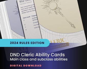 DND Cleric Ability Cards: All Handbook Class Abilities, Including Subclasses (Printable PDF)