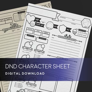 DnD Character Sheet: 2014 and 2024 Compatible (Form Fillable PDF)
