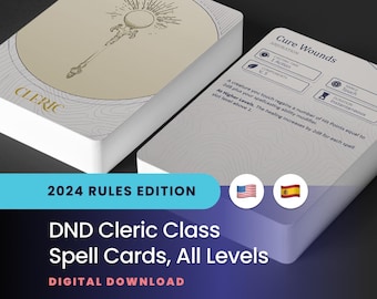 Cleric Spell Cards: DND 2024 Edition, All Levels (Printable PDF)
