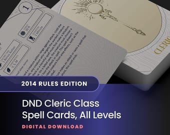 Cleric Spell Cards: DND 2014 Edition, All Levels (Printable PDF)