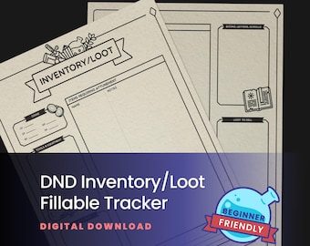 DND Inventory and Loot Tracker Fillable PDF – 5e Item & Equipment Tracking Sheet Printable, Digital Download