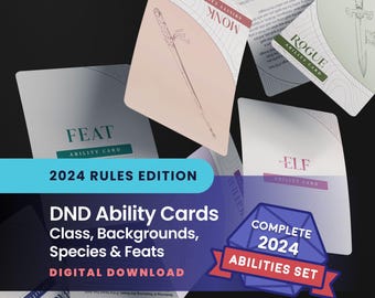 DND Ability Cards: Backgrounds, Class Abilities, Species Abilities, and Feats (Printable PDF)