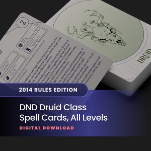 Druid Spell Cards: DND 2014 Edition, All Levels (Printable PDF)