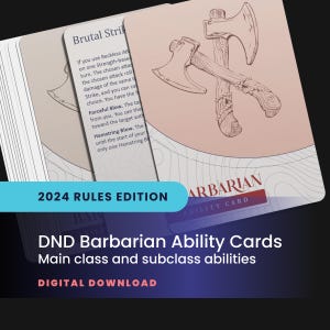 DND Barbarian Ability Cards: All Handbook Class Abilities, Including Subclasses (Printable PDF)
