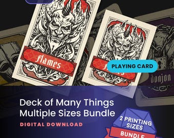 Deck of Many Things Printable PDF in Tarot and Playing Sizes – Full DND 5e Card Deck | Dungeons & Dragons Magic Item Cards, Digital Download