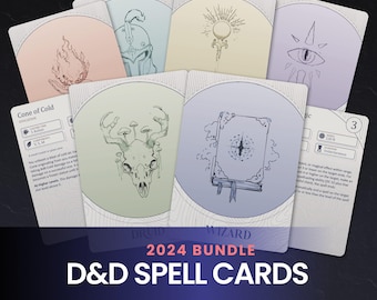 DND 2024 Spell Cards Printable PDF – All Classes Levels 1–9 | DnD Spell book, Digital Download, 5e Compatible