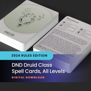 Druid Spell Cards: DND 2024 Edition, All Levels (Printable PDF)