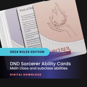 DND Sorcerer Ability Cards: All Handbook Class Abilities, Including Subclasses (Printable PDF)