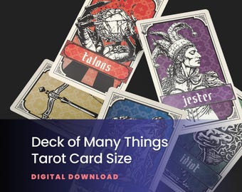Printable Deck of Many Things – DND 5e Full Card Set | Tarot Size Magic Item Cards, Fantasy RPG Digital PDF