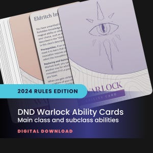 DND Warlock Ability Cards: All Handbook Class Abilities, Including Subclasses (Printable PDF)