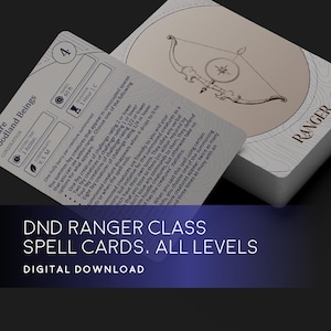 Spellkaarten voor NST-klas | Boswachter | dnd Class-bundel | Niet storen spreukkaarten 5e | dnd-klasse spreuken | dnd-spreukkaarten | Rangerspreuk | Afdrukbare 5e