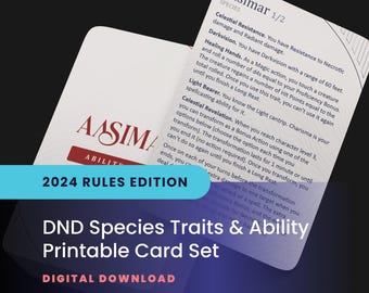 DND 2024 Species Ability Cards – Printable Ancestry Traits & Features | 5e Species Reference Cards, Digital PDF
