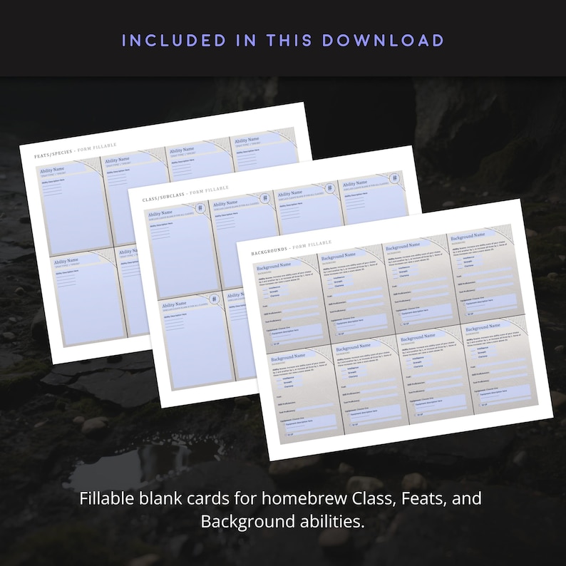 DND Ability Cards: Backgrounds, Class Abilities, Species Abilities, and Feats (Printable PDF) image 3