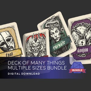 Jeu de cartes multiples | Jeu de cartes numériques DOMT | PDF imprimable du MDN | Tailles standard et tarot | Donjons et dragons | Cartes de tarot dnd 5e