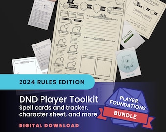 DND 2024 Player Toolkit – Printable PDF Starter Pack | All Spells, Backgrounds, Species Traits, Character Sheet, Player Resources