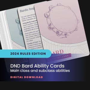 DND Bard Ability Cards: All Handbook Class Abilities, Including Subclasses (Printable PDF)