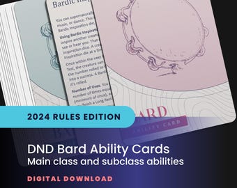 DND Bard Ability Cards: All Handbook Class Abilities, Including Subclasses (Printable PDF)