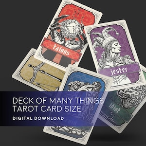 Dek van veel dingen | Digitale DOMT-kaartenset op tarotformaat | Afdrukbare pdf-bestand niet storen | Kerkers en draken | dnd 5e tarotkaarten | Hand-outs voor spelers
