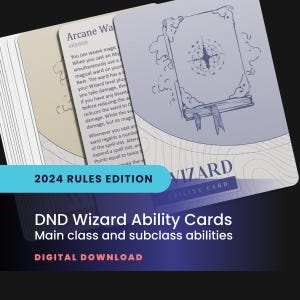 DND Wizard Ability Cards: All Handbook Class Abilities, Including Subclasses (Printable PDF)