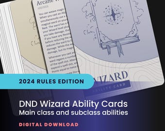 DND Wizard Ability Cards: All Handbook Class Abilities, Including Subclasses (Printable PDF)