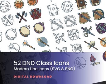 DND Classes Line & Color Icons | SVG and PNG dnd Vector Files | dnd Icon | dnd Graphic | Dm Resources | dnd svg | svg files dnd