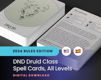 Druid Spell Cards: DND 2024 Edition, All Levels (Printable PDF)