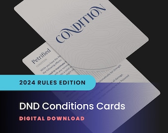 DND Conditions Cards Printable PDF – 5e Status Effects Reference, Blinded Prone Poisoned & More, Digital Download