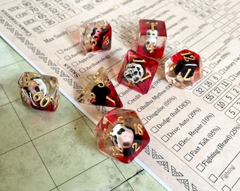 Entombed Poly dice set (Various designs), for D&D RPG.