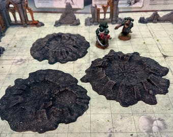 Pre-painted 3D printed battlefield Craters terrain for Warhammer and other wargaming systems miniatures