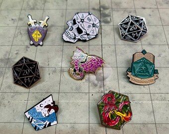 D&D themed pin badges various