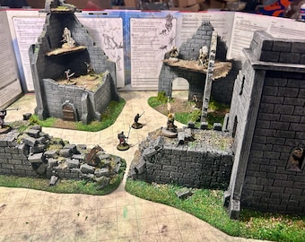 Castle wall & Tower ruin, 4 piece set