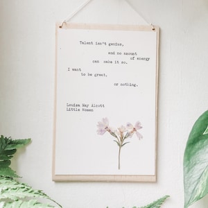 louisa may alcott, I want to be great or nothing; typewriter art, little women, literary gift, female writer, little women print, write gift