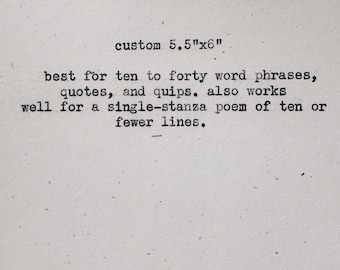 custom quote print 5.5 by 6 inches; typewriter art, custom pressed flower art, custom decor, personalized gift, custom sign, floral print