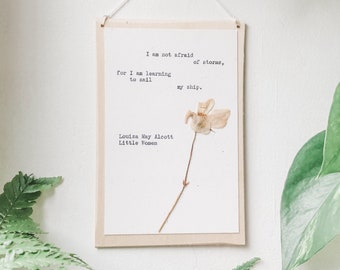 louisa may alcott, I am not afraid of storms; typewriter art, little women, literary gift, female writer, brave gift, little women quote