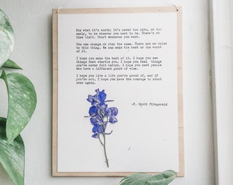 f scott fitzgerald, per quello che vale; basta andare avanti, stampa di citazioni personalizzate, regali per la salute mentale, decorazioni murali della camera da letto principale, arte letteraria