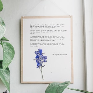 f scott fitzgerald, pour ce que ça vaut; continuez, impression de devis personnalisée, cadeaux de santé mentale, décoration murale de la chambre principale, art littéraire