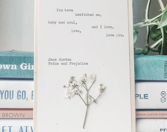 jane austen, you have bewitched me; 1st anniversary gift, valentines day gift for him, valentines day gift for her, pride and prejudice