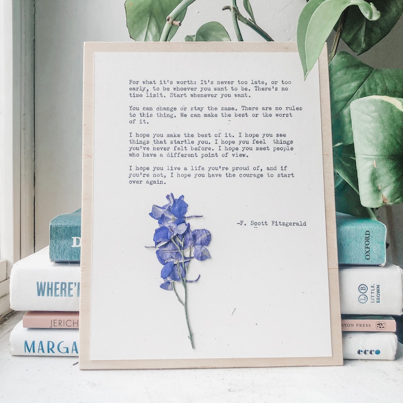 f scott fitzgerald, for what it's worth; just keep going, custom quote print, mental health gifts, master bedroom wall decor, literature art image 2