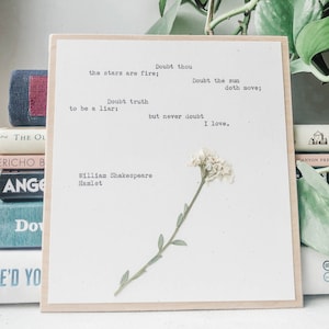 shakespeare, never doubt I love; shakespeare quote print, hamlet quote, shakespeare gift, valentine&#39;s day gift, gift for him, gift for her