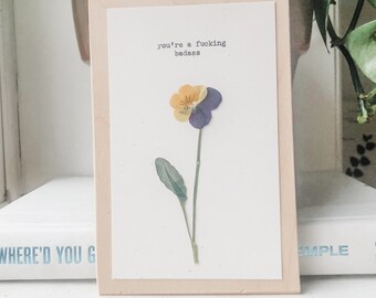 eres un maldito imbécil; regalo para la mejor amiga hembra, arte de flores prensada, pared de galería minimalista, arte divertido de la pared del baño, paquete de cuidado