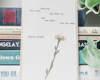 emily bronte, whatever souls are made of; typewriter art, literary gift, emily bronte quote, soulmate gift, gift for him, valentine's day