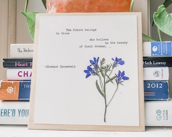 eleanor roosevelt, the future belongs to those who believe in the beauty of their dreams; typewriter art, flower quote, roosevelt print