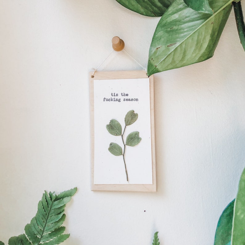 christmas apartment decor tis the fucking season pressed flower art herbarium preserved flowers vintage typewriter wildflower bouquet