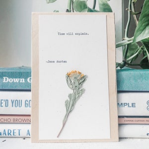 persuasion jane austen, time will explain; just keep going, literature poster, mental health gifts, grief gift, custom nature inspired art